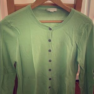 Green cashmere 3/4 sleeve cardigan